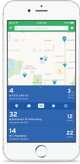 Transit app displayed on phone