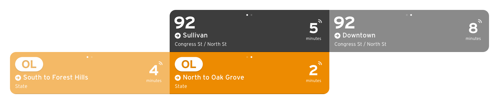 Transit App screenshot showing the "Swipe" function to change route direction