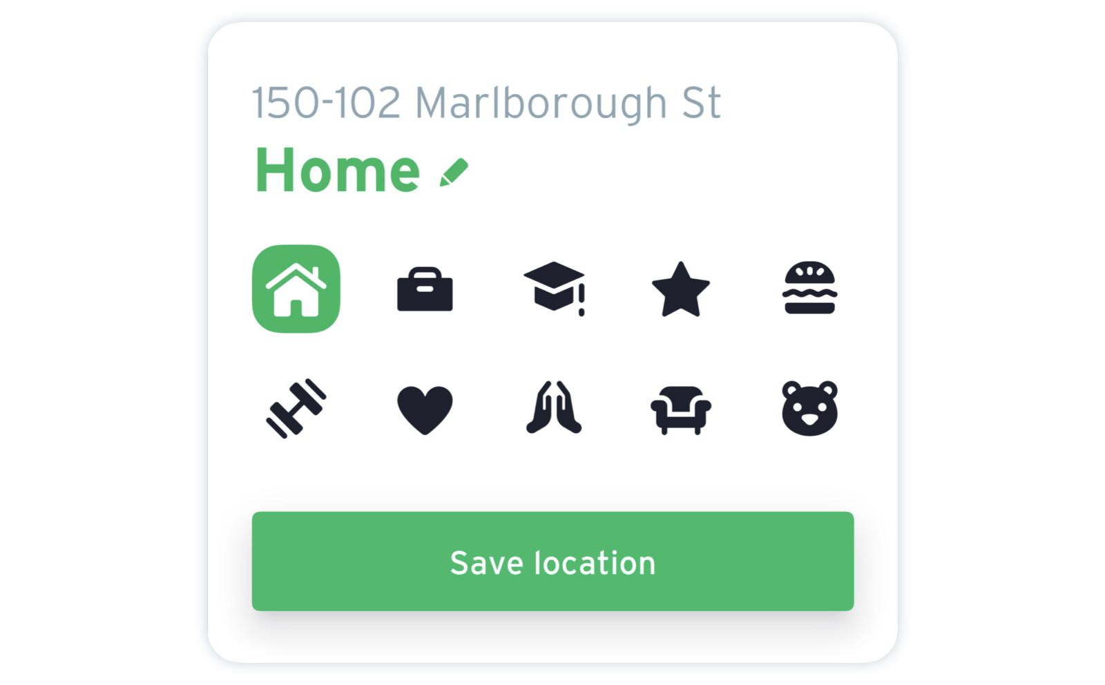 Transit App screenshot showing how to label your "Favorite" locations